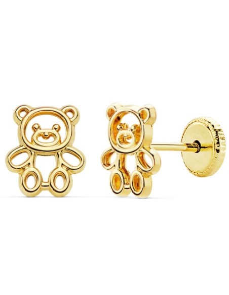 PENDIENTES ORO AMARILLO OSO CALADO 7X6 MM 18k