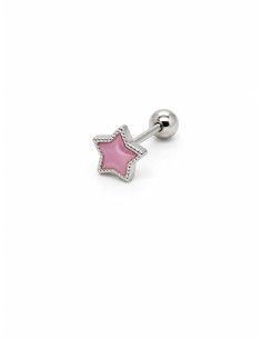Piercing estrella rosa plata de 1ª ley
