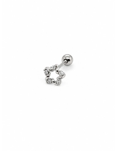 Piercing estrella calada zn plata  de 1ª ley