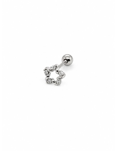 Piercing estrella calada zn plata  de 1ª ley