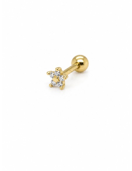 Piercing estrella circonitas plata chapa de 1ª ley
