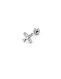 Piercing "x" circonitas plata de 1ª ley