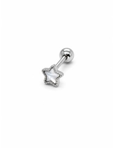 Piercing estrella nacar plata de 1ª ley