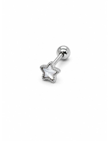 Piercing estrella nacar plata de 1ª ley
