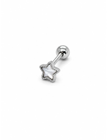 Piercing estrella nacar plata de 1ª ley