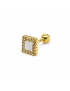 Piercing cuadrado nacar zn plata chapada 1ª ley