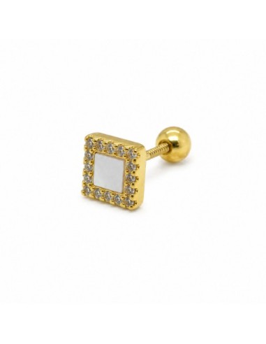 Piercing cuadrado nacar zn plata chapada 1ª ley