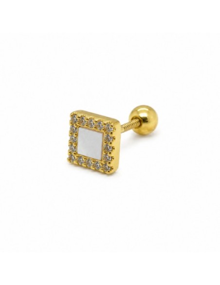 Piercing cuadrado nacar zn plata chapada 1ª ley