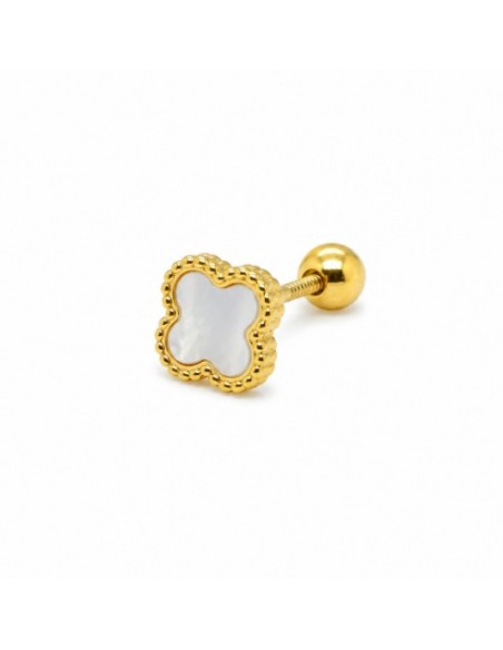 Piercing flor nacar zn plata chapada 1ª ley