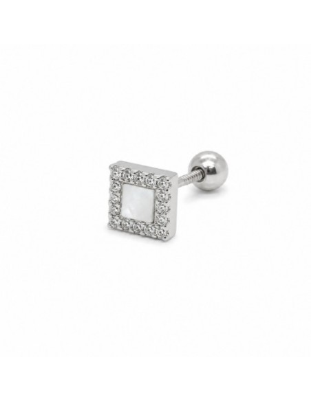 Piercing cuadrado nacar zn plata 1ª ley