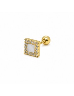 Piercing cuadrado nacar zn plata chapada 1ª ley