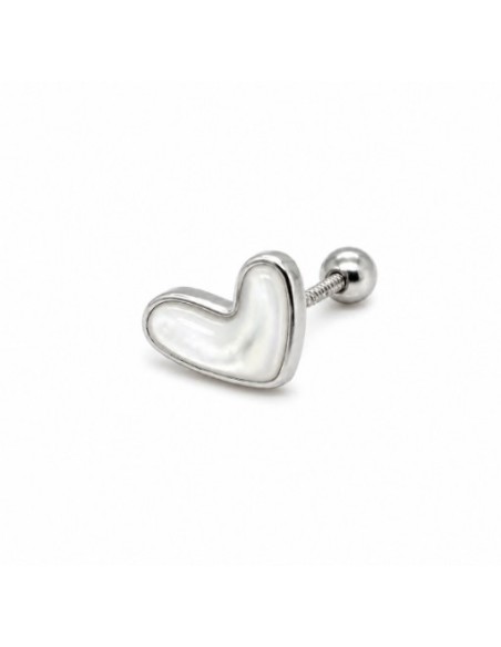 Piercing corazón nacar plata 1ª ley