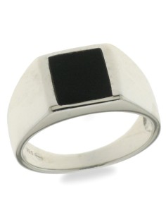 ANILLO SELLO NEGRO CUADRADO PLATA DE 1ª LEY