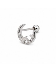 Piercing luna estrella zn plata 1ª ley