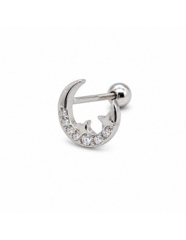 Piercing luna estrella zn plata 1ª ley