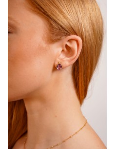 PENDIENTES OVAL GRAPAS AMATISTA CHAPADO