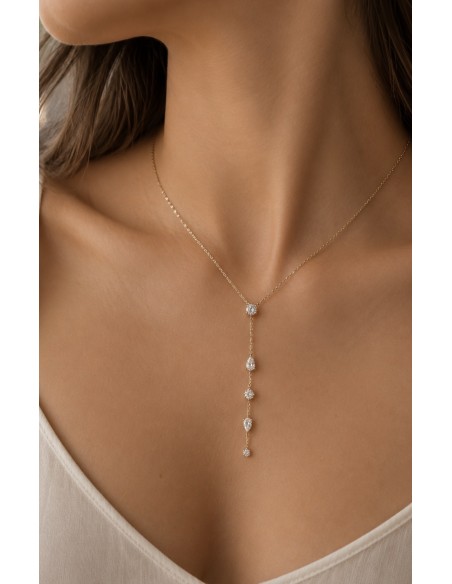Gargantilla circonitas cadena oro de 18k