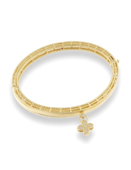 PULSERA RÍGIDA FLOR COLGADA PLATA CHAPADA DE 1ª LE