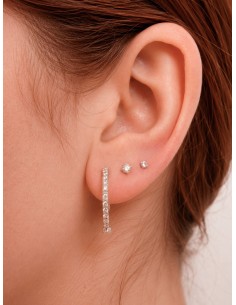 Pendientes aro con brillantes oro blanco 18k