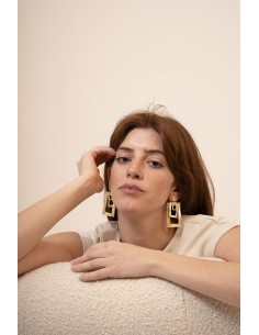 Pendientes fiore plata con baño de oro