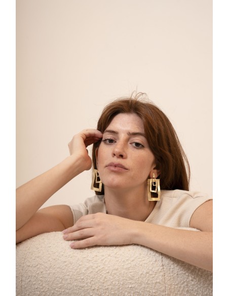 Pendientes fiore plata con baño de oro