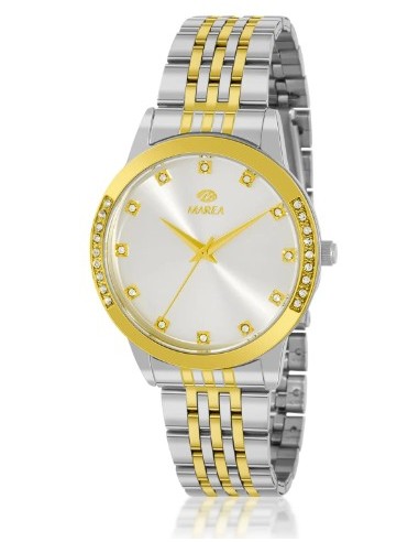 Reloj Marea bicolor dorado y plateado con circonitas