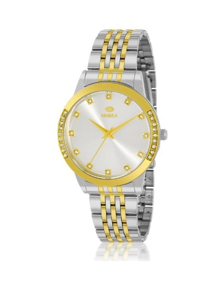 Reloj Marea bicolor dorado y plateado con circonitas