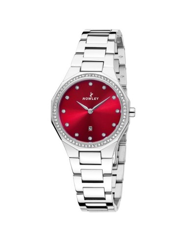Reloj Nowley mujer acero con brillantes y calendario