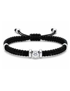 Pulsera macramé acero y circonitas