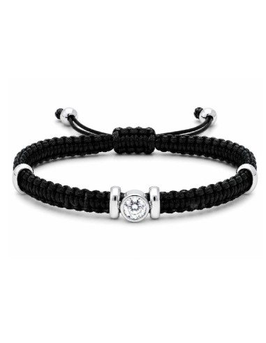 Pulsera macramé acero y circonitas