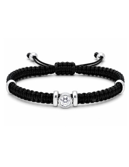 Pulsera macramé acero y circonitas