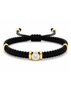 Pulsera macramé acero y circonitas chapada