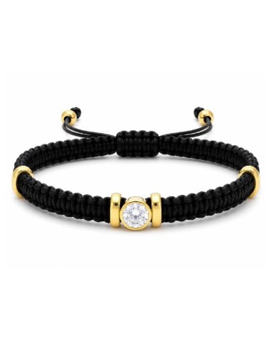 Pulsera macramé acero y circonitas chapada