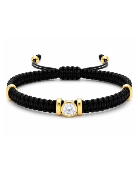 Pulsera macramé acero y circonitas chapada
