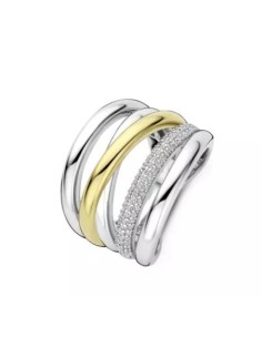 Anillo Multibanda de Plata con Circonitas | Textura y Brillo en Equilibrio