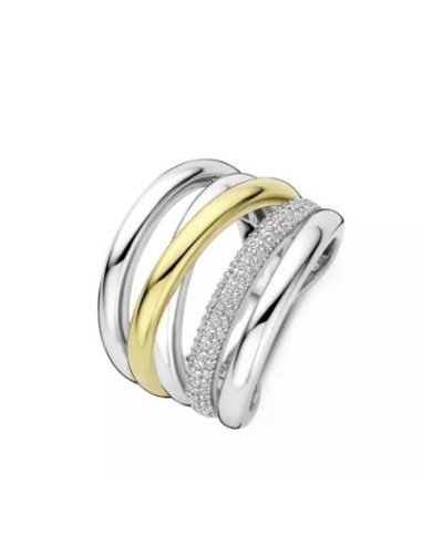 Anillo Multibanda de Plata con Circonitas | Textura y Brillo en Equilibrio