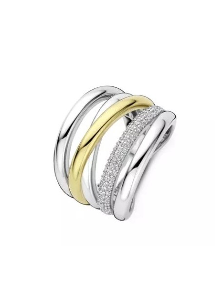 Anillo Multibanda de Plata con Circonitas | Textura y Brillo en Equilibrio