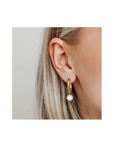 Pendientes aro circonitas plata bicolor largos
