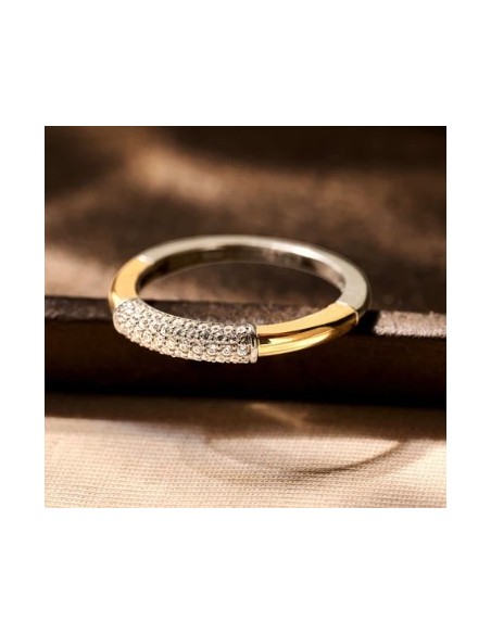 Anillo moderno con pavé plata de 1ª ley