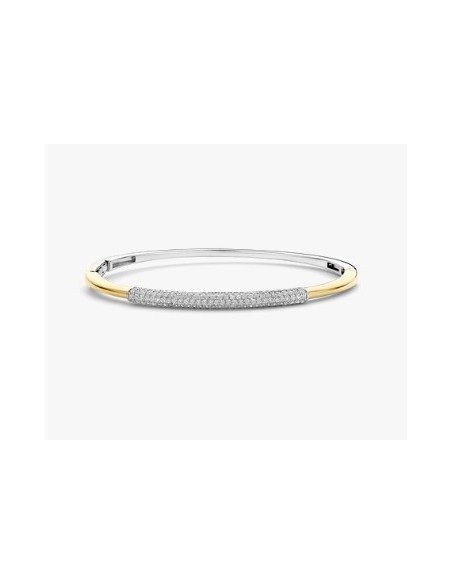 Brazalete moderno con pavé plata de 1ª ley