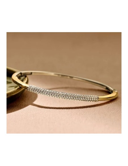 Brazalete moderno con pavé plata de 1ª ley