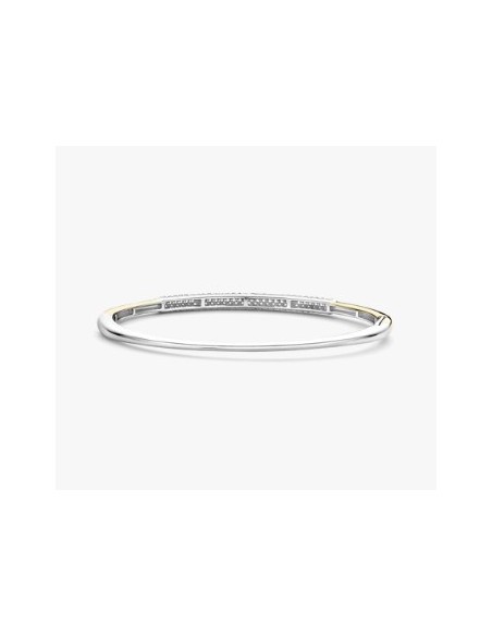 Brazalete moderno con pavé plata de 1ª ley