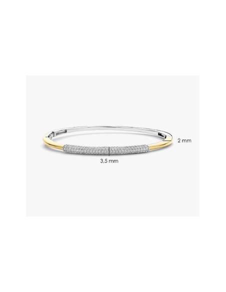 Brazalete moderno con pavé plata de 1ª ley