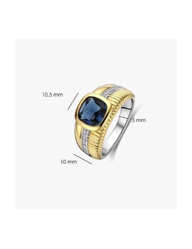 Anillo de estructura de cojín azul plata de 1ª ley