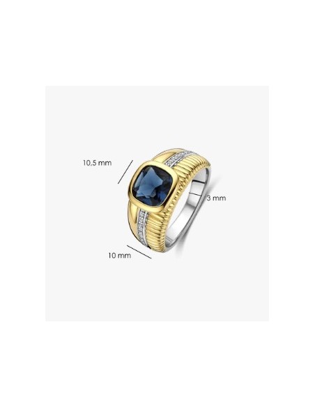 Anillo de estructura de cojín azul plata de 1ª ley