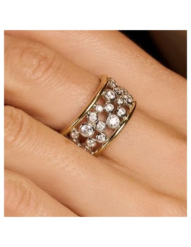 Anillo llamativo con brillo abierto plata de 1ª ley