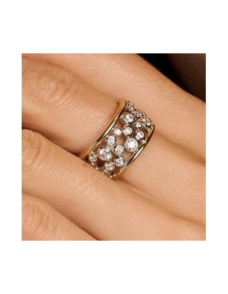 Anillo llamativo con brillo abierto plata de 1ª ley