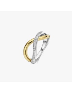 Anillo orgánico abierto de circonita plata de 1ª ley
