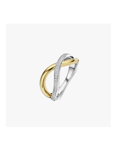 Anillo orgánico abierto de circonita plata de 1ª ley