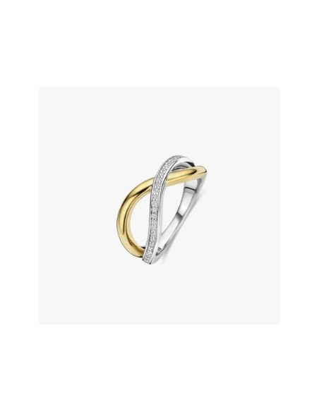 Anillo orgánico abierto de circonita plata de 1ª ley